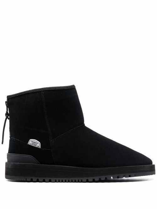 Shearling-trim ankle boots - Black