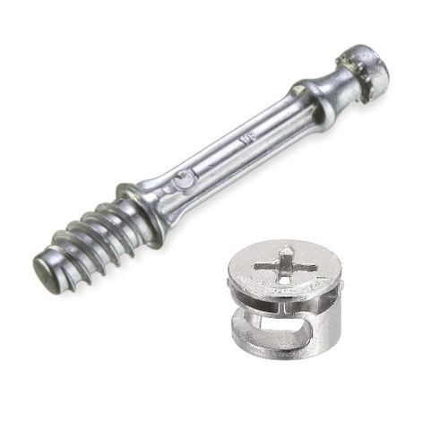 Flat Pack Furniture Grooved Style Direct Thread Cam Fixing Dowels, M6 x with 15 x BZP Cam Lock Nuts Each Piece