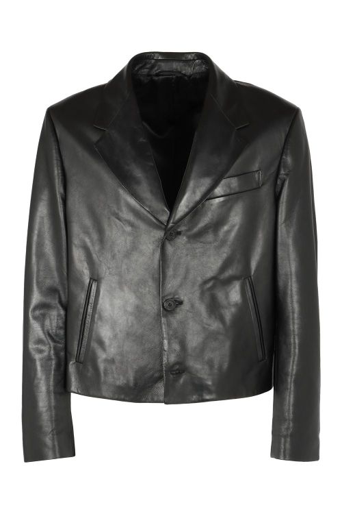 Slim-cut Single-breasted Leather Blazer