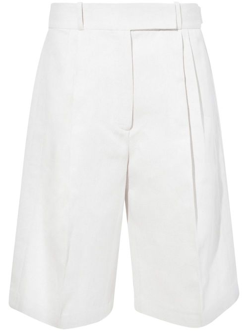 Pleated knee-length shorts - White