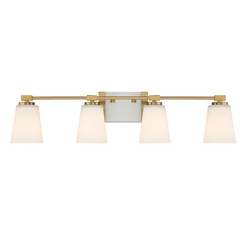 Warm Brass Four Light Bathroom Vanity from the Darby Collection