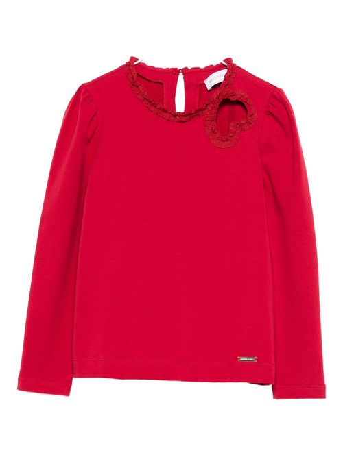 Heart-detail ruffled top - Red