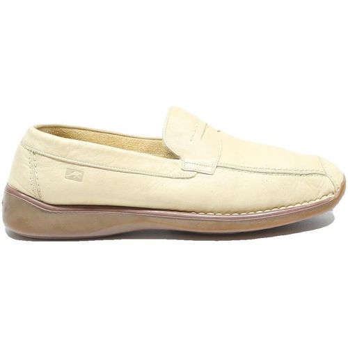FLUCHOS Mens Classic Leather Loafers Cream .5 Comfortable Smart Casua
