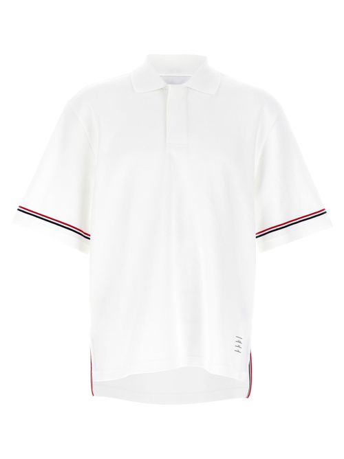 RWB-Striped Cotton Polo Shirt — White