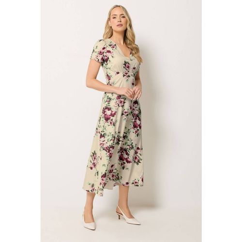 Long Tall Sally Women's Tall Floral Print Midi Dress in Crea