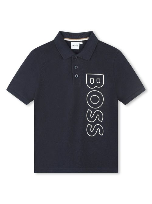 Logo-print cotton polo shirt - Blue