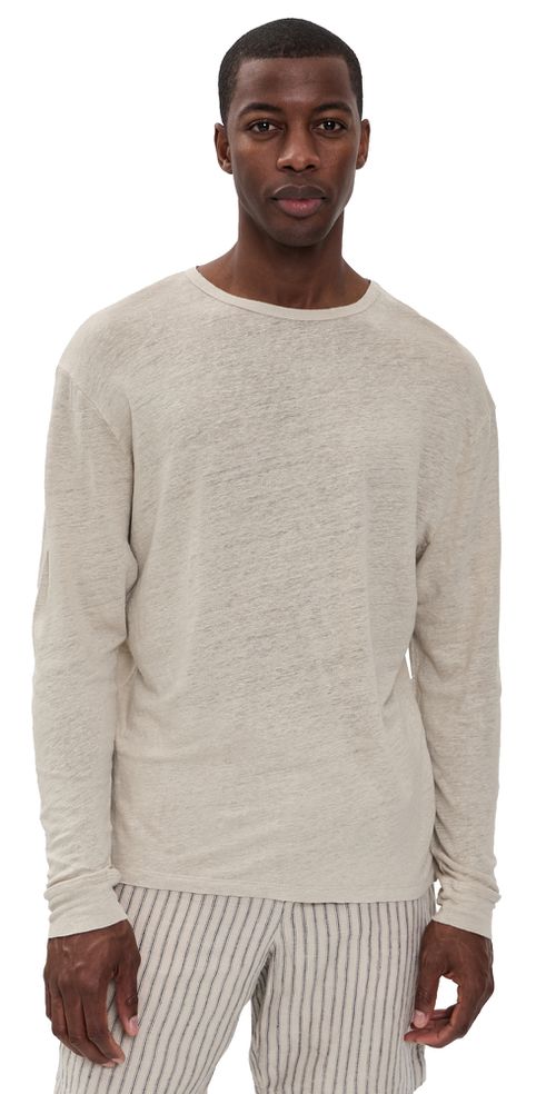 Linen Long Sleeve Sun Tee Bone