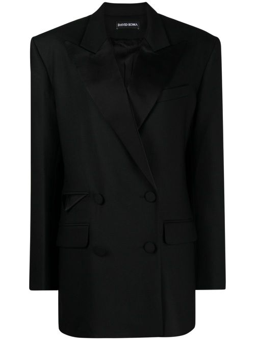 Double-breasted tuxedo blazer - Black