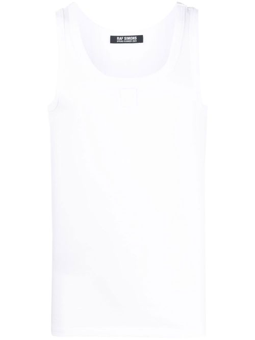Logo-patch cotton tank top - White