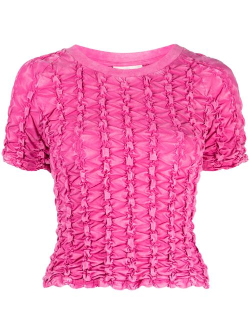 PONDER.ER ruched-detailing cotton T-shirt - Pink
