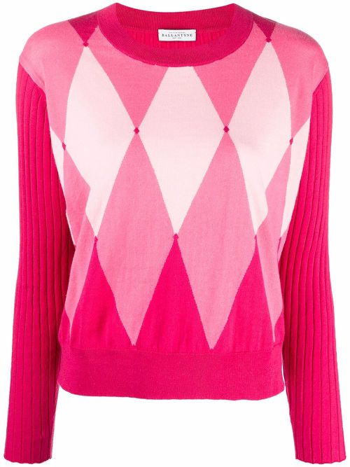Argyle-intarsia knitted jumper - Pink