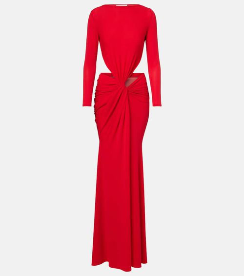 Gathered crêpe jersey gown