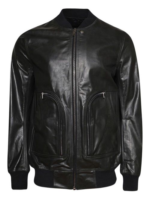 Zip-up leather jacket - Black