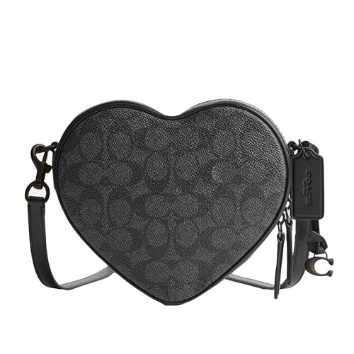 Coach Black Collection Coated Canvas Signature Heart Crossbody