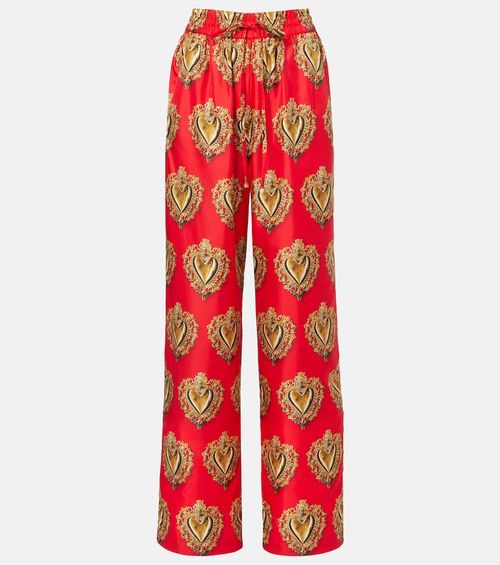 Printed high-rise silk palazzo pants