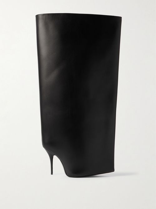 New Wader Leather Knee Boots - Black