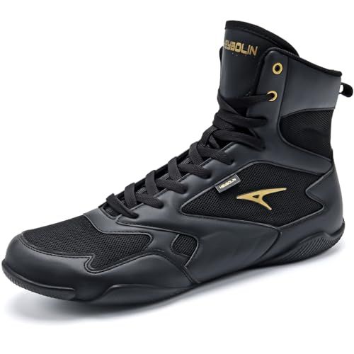 ASHION Men Wrestling Shoes Boxing Shoes High Top Fitness Sneakers Zero Drop Sole