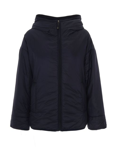 Blue Solid Hood Jacket