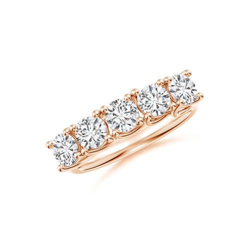 Angara 1.5 Carats Half Eternity Five Stone Diamond Wedding Band in 14K Rose Gold