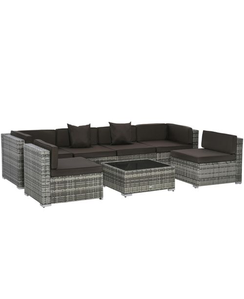 7pc Sectional Wicker Patio Furniture, Charcoal - Charcoal