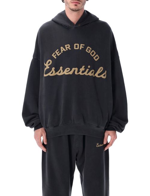 Black Training 90s Hoodie Faded Cotton Sweatshirt - Men