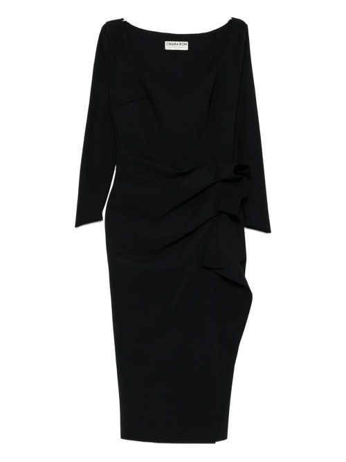 Ruffle-detail midi dress - Black