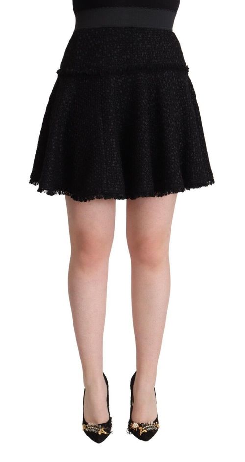 Knitted Virgin Wool High-Waist Skirt — Black