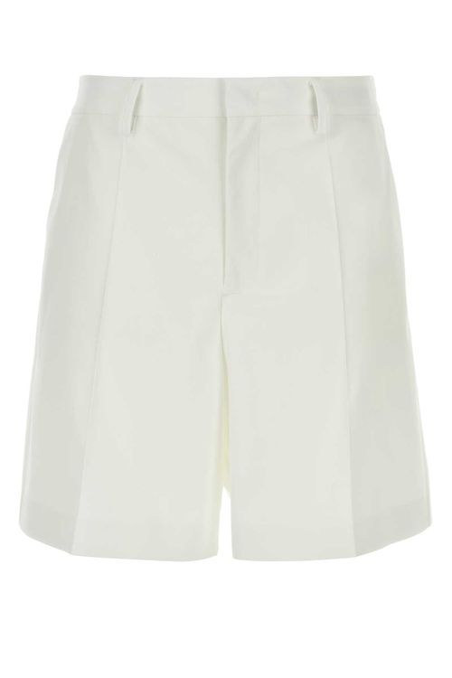 White Wool Blend Bermuda Shorts