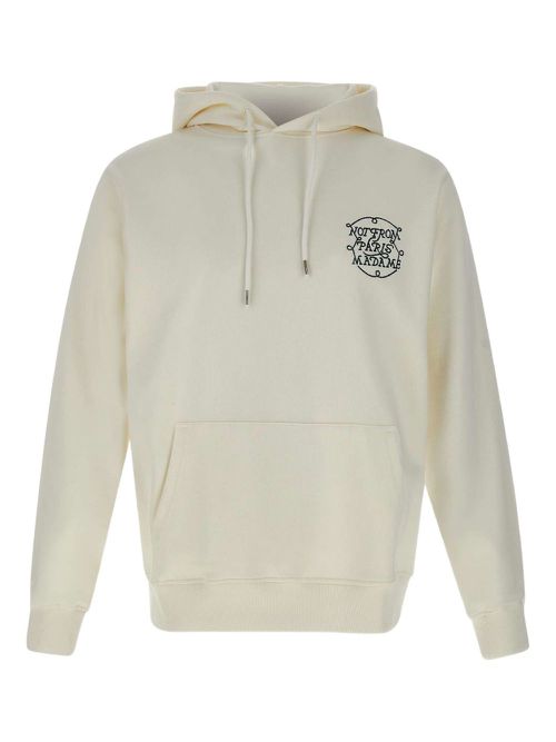 Embroidered-motif cotton hoodie - Neutrals