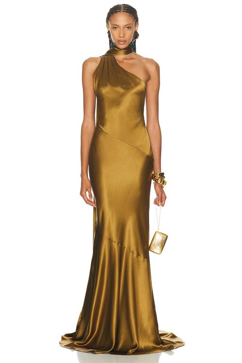 Retrofete Kelsa Dress in Ochre - Olive. XS also in L, M