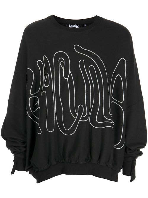 Embroidered-logo oversized sweatshirt - Black