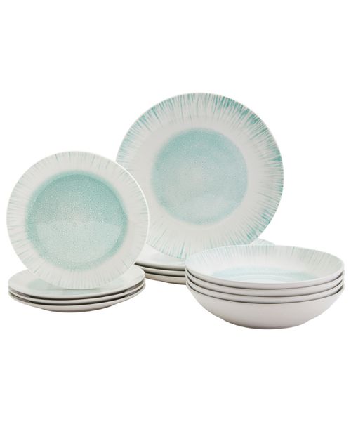 Laguna 12 Pc. Dinnerware Set, Service for 4, Exclusively at Macy's - Aqua