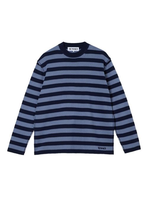 Organic cotton striped sweater - Blue