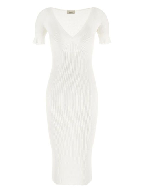 Elisabetta Franchi ribbed-knit midi dress - White