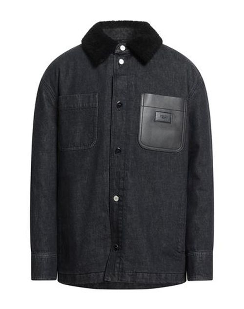 Man Denim outerwear Blue Size 38 Cotton, Shearling