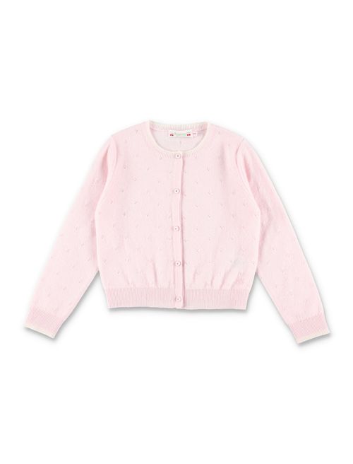 Elegant Girls' Cardigan with Pointelle Knit