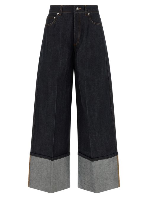 Wide-Leg Flared Denim Jeans — Black