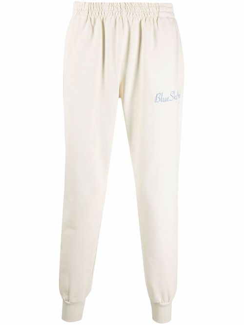Logo-embroidered cotton track pants - Neutrals