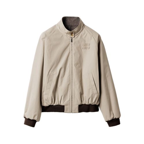 Houndstooth-lining Reversible Bomber Jacket