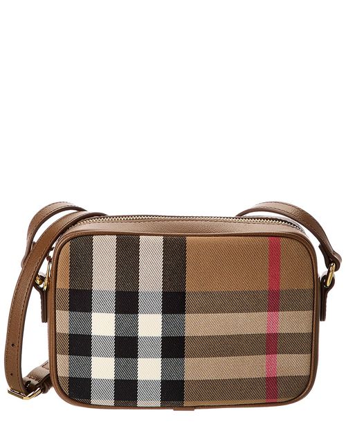 Check Canvas & Leather Camera Bag