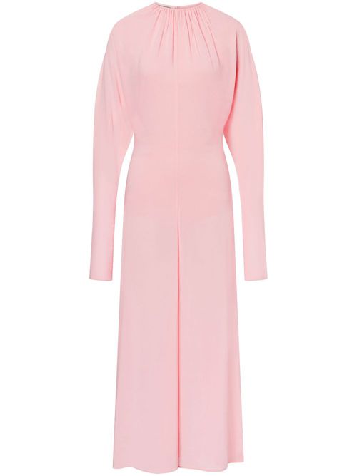 Gathered long-sleeve dress - Pink