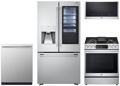 24 Cu. Ft. PrintProof Stainless Steel Smart InstaView Counter-Depth Refrigerator With Slide-In Air Fry Gas Range Package