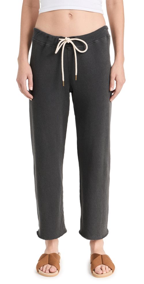 The Wide Leg Cropped Sweatpants Washed Black