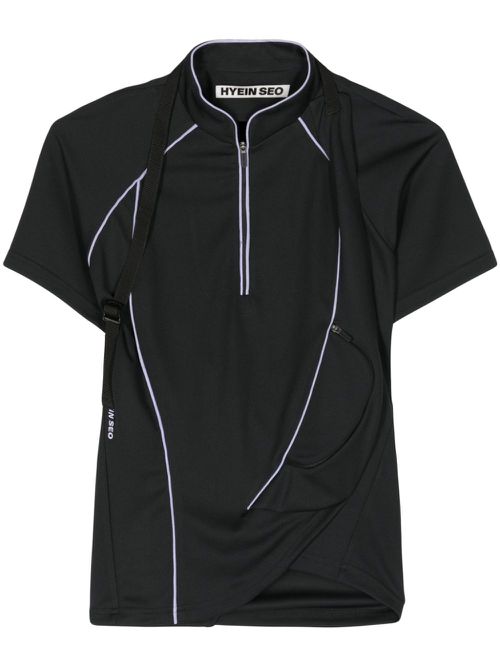 Contrast-trim twisted T-shirt - Black