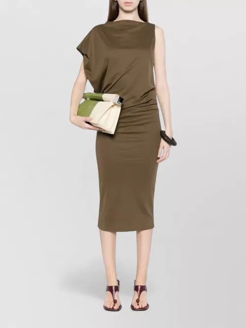Jacquemus - asymmetric midi dress sleeveless draped detai