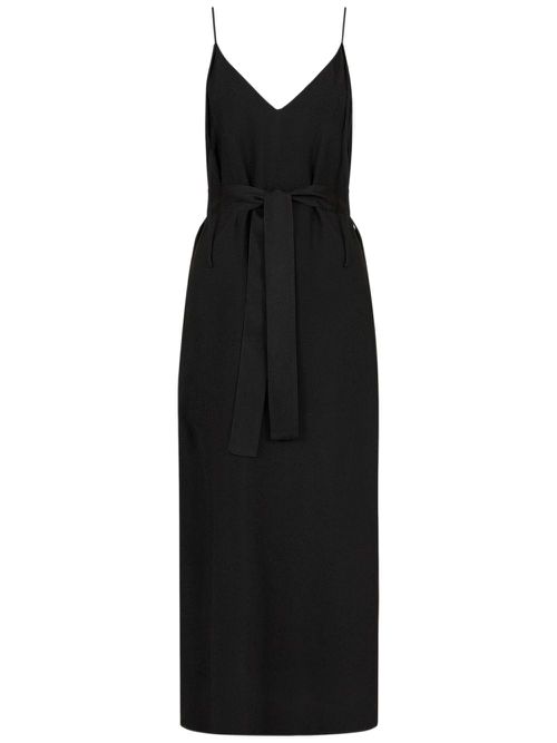 Belted patterned-jacquard maxi dress - Black