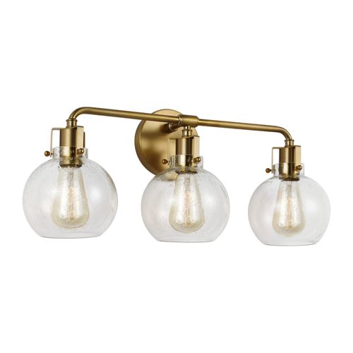 Visual Comfort Studio Clara 3-Light Bathroom Vanity Light in Burnished Brass by Sean Lavin