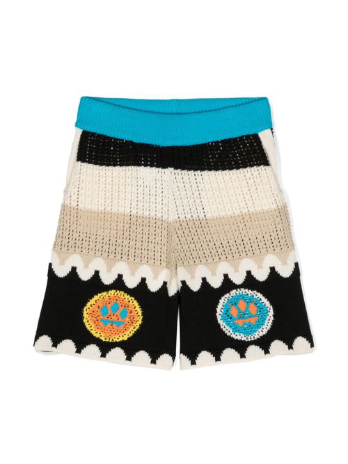 Colour-block crochet-knit shorts - Neutrals