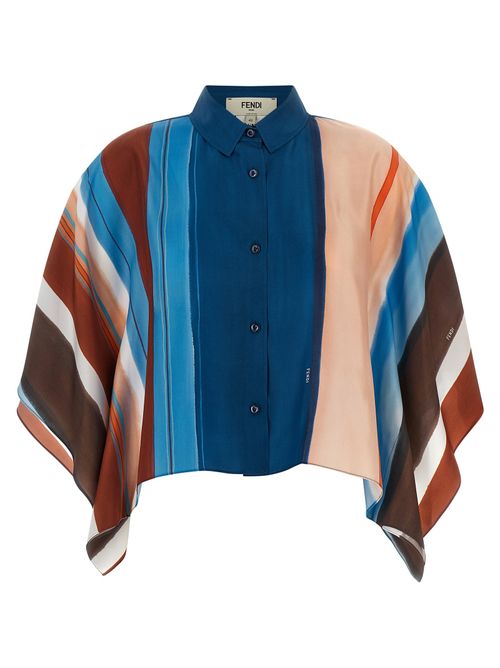 Venetian Stripes Silk Blouse — Blue