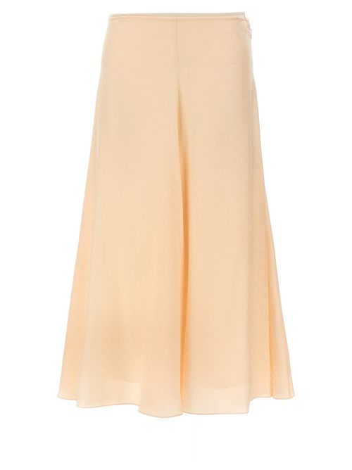 Silk Jacquard FF-Checkered Skirt — Pink